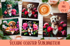 Summer Dog Square Coasters PNG, Dog Square Coaster Product Image 1