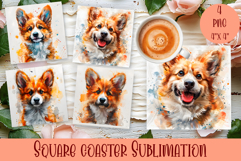 Cute dog Square Coaster Sublimation Design Product Image 1