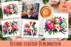 Cute dog Square Coaster Sublimation Design Product Image 1