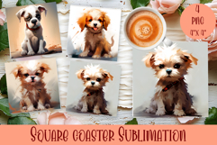 Cute dog Square Coaster Sublimation Design Product Image 1
