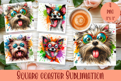 Cute dog Square Coaster Sublimation Design Product Image 1