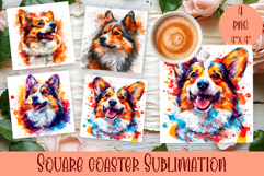 Summer Dog Square Coasters PNG, Dog Square Coaster Product Image 1
