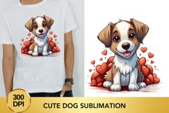 Valentine&#039;s Day dog clipart, cute dog sublimation Product Image 1