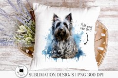cute dog sublimation design with terrier shown on a pillow