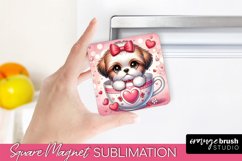 Cute Dog Valentine Magnet - Fridge Magnet Sublimation PNG