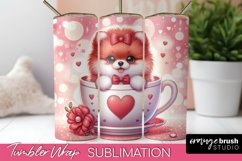 Cute Dog Valentine Tumbler Wrap - Skinny Tumbler Sublimation