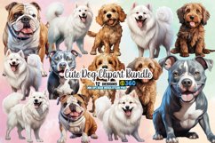 Cute Dog Watercolor Clipart, Dog watercolor Clipart Product Image 1