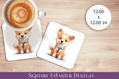 Cute dog Square Coaster Sublimation Design Product Image 1