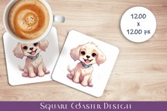 Cute dog Square Coaster Sublimation Design Product Image 1