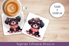 Cute dog Square Coaster Sublimation Design Product Image 1