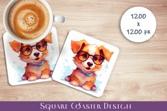 Cute dog Square Coaster Sublimation Design Product Image 1