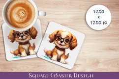 Cute dog Square Coaster Sublimation Design Product Image 1
