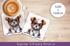 Cute dog Square Coaster Sublimation Design Product Image 1