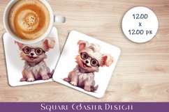 Cute dog Square Coaster Sublimation Design Product Image 1