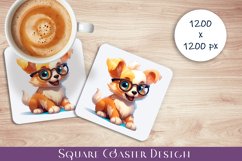 Cute dog Square Coaster Sublimation Design Product Image 1