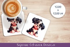 Cute dog Square Coaster Sublimation Design Product Image 1