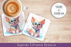 Cute dog Square Coaster Sublimation Design Product Image 1