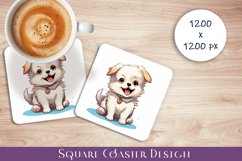 Cute dog Square Coaster Sublimation Design Product Image 1