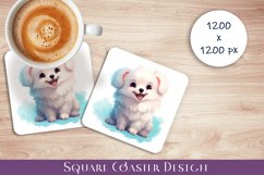 Cute dog Square Coaster Sublimation Design Product Image 1