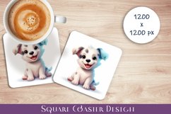 Cute dog Square Coaster Sublimation Design Product Image 1