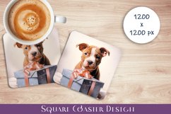 Cute dog Square Coaster Sublimation Design Product Image 1