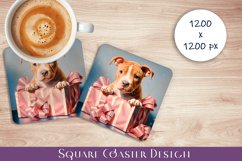 Cute dog Square Coaster Sublimation Design Product Image 1