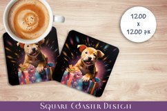 Cute dog Square Coaster Sublimation Design Product Image 1