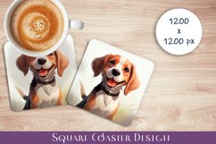 Cute dog Square Coaster Sublimation Design Product Image 1