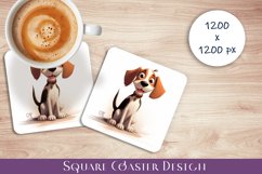 Cute dog Square Coaster Sublimation Design Product Image 1