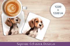 Cute dog Square Coaster Sublimation Design Product Image 1