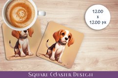 Cute dog Square Coaster Sublimation Design Product Image 1