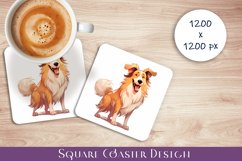 Cute dog Square Coaster Sublimation Design Product Image 1