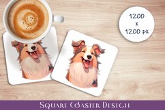 Cute dog Square Coaster Sublimation Design Product Image 1