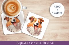Cute dog Square Coaster Sublimation Design Product Image 1