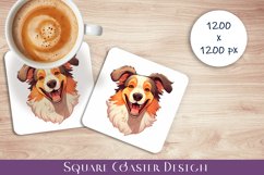 Cute dog Square Coaster Sublimation Design Product Image 1
