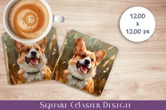 Cute dog Square Coaster Sublimation Design Product Image 1