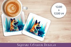 Cute dog Square Coaster Sublimation Design Product Image 1