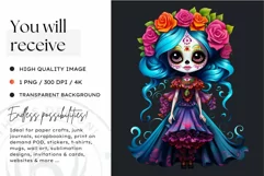 Cute La Catrina Day of the Dead Sugar Skull for sublimation Product Image 2