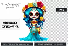 Cute La Catrina Day of the Dead Sugar Skull for sublimation Product Image 1