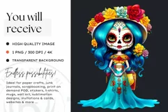Cute La Catrina Day of the Dead Sugar Skull for sublimation Product Image 2