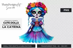 Cute La Catrina Day of the Dead Sugar Skull for sublimation Product Image 1