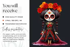 Cute La Catrina Day of the Dead Sugar Skull for sublimation Product Image 2