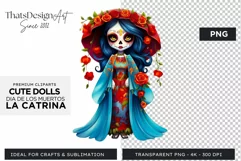 Cute La Catrina Day of the Dead Sugar Skull for sublimation Product Image 1