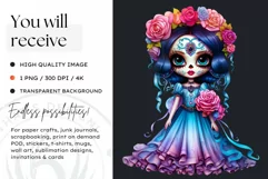 Cute La Catrina Day of the Dead Sugar Skull for sublimation Product Image 2