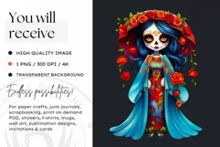 Cute La Catrina Day of the Dead Sugar Skull for sublimation Product Image 2