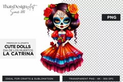 Cute La Catrina Day of the Dead Sugar Skull for sublimation Product Image 1
