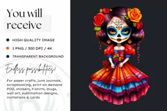 Cute La Catrina Day of the Dead Sugar Skull for sublimation Product Image 2