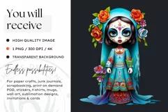 Cute La Catrina Day of the Dead Sugar Skull for sublimation Product Image 2