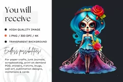 Cute La Catrina Day of the Dead Sugar Skull for sublimation Product Image 2