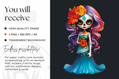 Cute La Catrina Day of the Dead Sugar Skull for sublimation Product Image 2